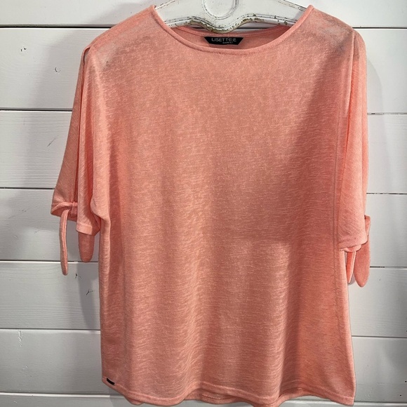 🩷 LISETTE L Montréal Coral Tie-Sleeve Top – L/XL (No Tag, Refer to Measurements) - Picture 8 of 10